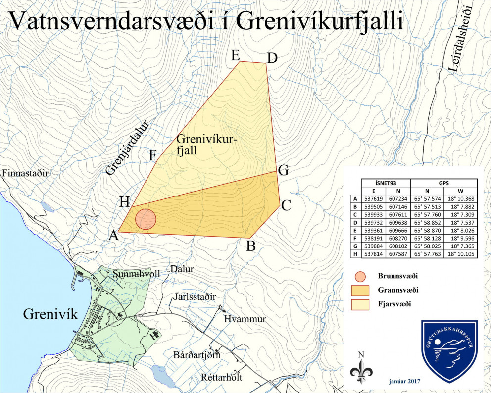 Vélsleðamenn ath. – Vatnsverndarsvæði í Grenivíkurfjalli