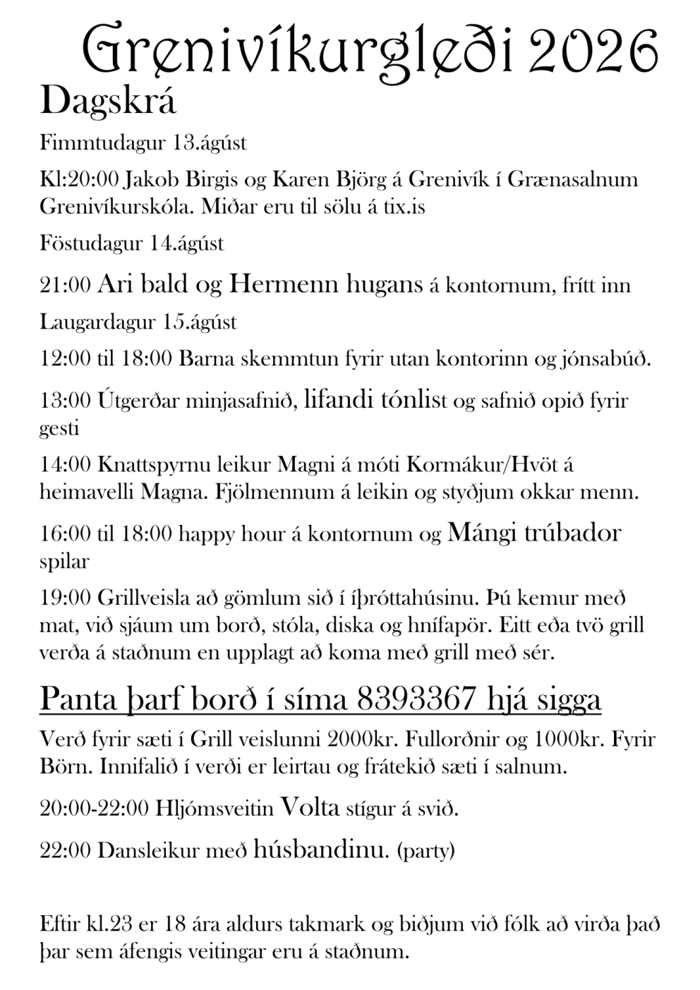Grenivíkurgleði 2026
