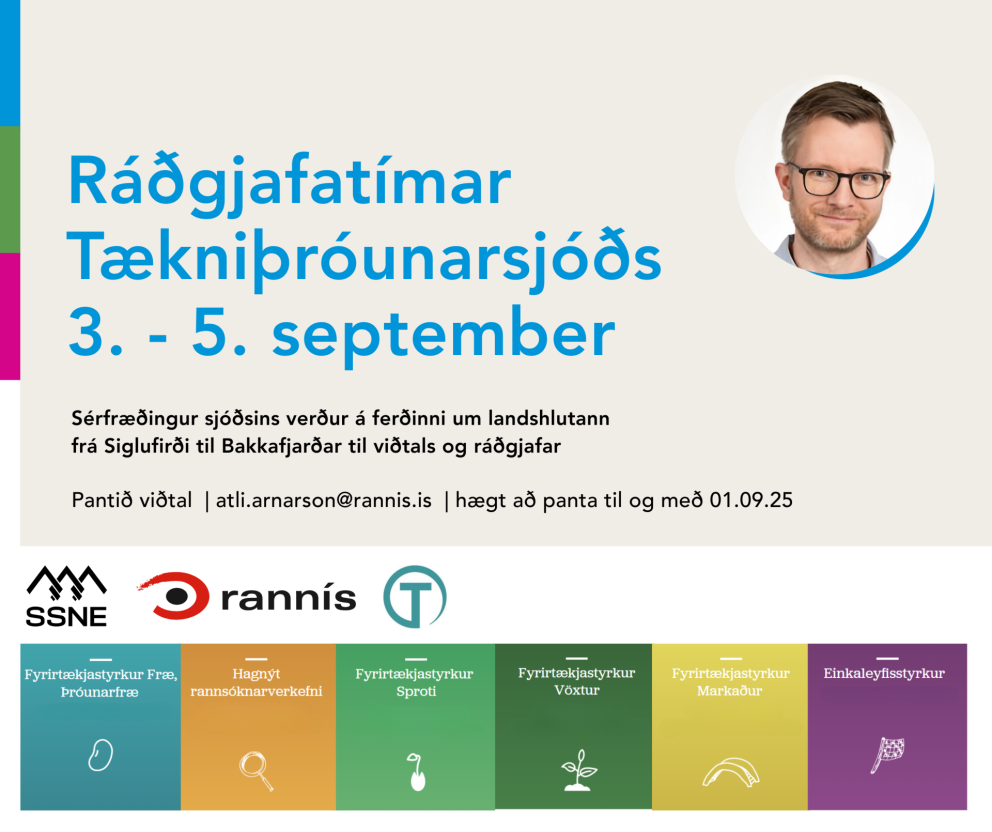 Tækniþróunarsjóður býður upp á ráðgjafatíma dagana 3.–5. september
