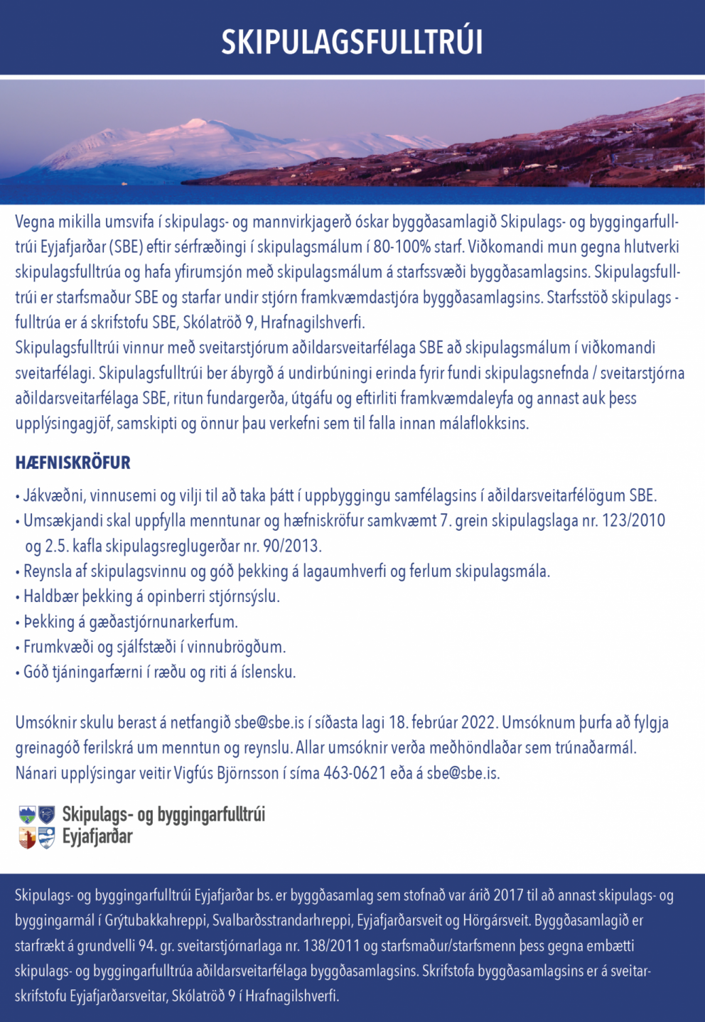 Auglýst eftir skipulagsfulltrúa