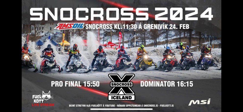 Snocross á Grenivík á laugardaginn, 24. feb.