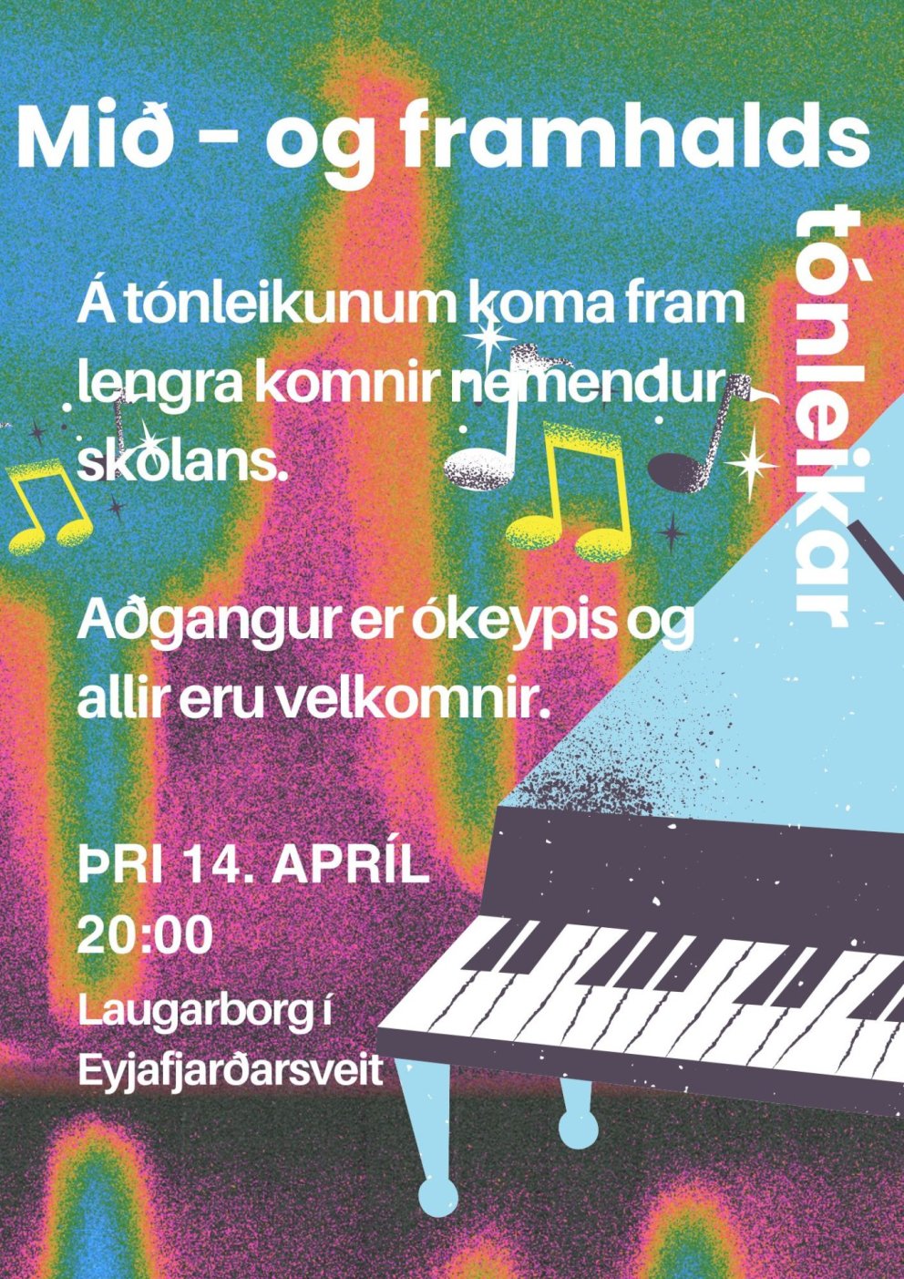 Mið- og framhaldstónleikar í Laugarborg 14. apríl
