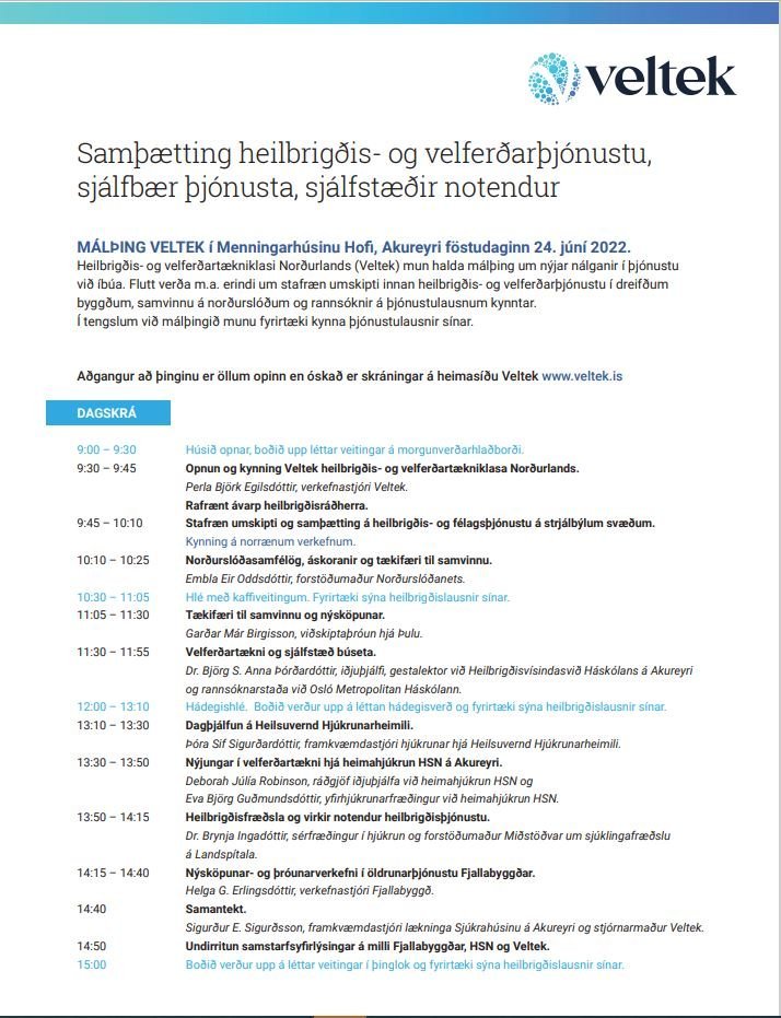 Málþing í Hofi um velferðarþjónustu